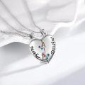 wholesale 925 Sterling Silver Mother Daughter Matching Necklaces with Colorful Butterflies and Hearts Pendant Jewelry Set for Mom & Daughter Gifts-0-2