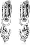 wholesale 925 Sterling Silver Norse Mythology Hand of Midgard Dangle Earrings with Wolf Claws and Celtic Knots for Men & Women-0-0