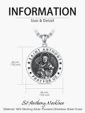 wholesale 925 Sterling Silver and  Saint Anthony Prayer Medal Pendant with Chain - Catholic Protection  for Men & Women-0-1