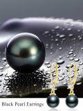 wholesale 925 Sterling Silver with Black Tahitian Pearl and Cubic Zirconia Drop Leverback Earrings for Women-0-4