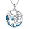 wholesale 925 Sterling Silver Jellyfish Starfish Pendant Necklace Ocean Wave Beach s for Women Girls-0-1