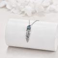 wholesale 925 Sterling Silver Feather Turquoise Stone Western Boho Filigree Pendant Necklace for Women and Girls-0-1
