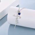wholesale 925 Sterling Silver Faith Cross Necklace with Simulated Sapphire Birthstone Pendant for September-0-3