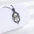 wholesale 925 Sterling Silver Gothic Raven Cross Pendant Necklace - Black & White Stone Halloween Crow  for Women-0-1