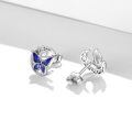 wholesale 925 Sterling Silver Blue Butterfly Crescent Moon Stud Earrings Platinum Plated-0-2
