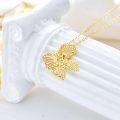 wholesale 14K Gold Diamond-Cut Butterfly Pendant Necklace with Chain for Women - Elegant (Length: 37cm)-0-3
