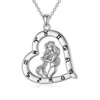 wholesale 925 Sterling Silver Zodiac Necklace with 12 Constellations Horoscope Heart Pendant for Women-01-Virgo Necklace(08.23-09.22)-01-Virgo Necklace(08.23-09.22)