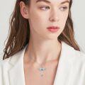 wholesale 925 Sterling Silver Winged Turquoise Cross Pendant Necklace for Women-0-2