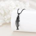 wholesale 925 Sterling Silver Black Skeleton Fish Pendant Necklace  Punk Style Jewelry for Women and Men-0-3