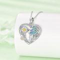 wholesale 925 Sterling Silver Heart-Shaped Hummingbird Daisy Flower Pendant Necklace Gifts for Women-0-2