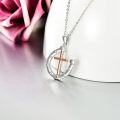 wholesale 925 Sterling Silver Rose Gold Plated Faith Cross & Heart Horseshoe Pendant Necklace for Women-0-1