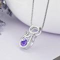wholesale 925 Sterling Silver & Purple Cubic Zirconia Cat Pendant Necklace for Women-0-1