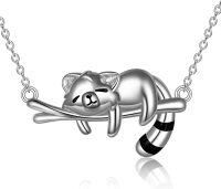 wholesale 925 Sterling Silver Cute Cat Animal Charm Pendant Necklace for Women -Red panda necklace