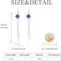 wholesale 925 Sterling Silver Lotus Flower Drop Earrings with Blue Enamel and Chain for Women's Fashion -0-1