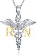 wholesale TOUPOP Nurse Gifts For Women 925 Sterling Silver Caduceus Angel Wing Rn Necklaces Jewelry Gifts For Nurses Doctors Medical Students Nurses Week Appreciation Graduation Christmas Gift -0-0