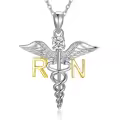 TOUPOP Sterling Silver Caduceus Angel Wing RN Necklace Jewelry Gift-0-0