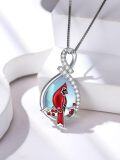wholesale TOUPOP Cardinal Necklace For Women 925 Sterling Silver Cardinal Pendant Necklace With Moonstone Birthday Jewelry Gifts For Mom Friend -0-1