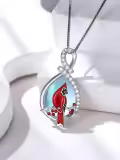 TOUPOP Sterling Silver Moonstone Cardinal Pendant Necklace-0-1