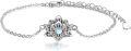 wholesale 925 Sterling Silver & Synthetic Moonstone Lotus Flower Bracelet - 0.76x0.54 Pendant, 7-2 Adjustable Chain, Gift Box-0-0