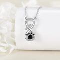 wholesale 925 Sterling Silver Black Onyx Paw Print Infinity Love Memorial Keepsake Jewelry Necklace for Women and Men-0-4