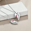 wholesale 925 Sterling Silver Red Enamel Heart Pendant Necklaces Set for Mom and Daughter Gift Ideas-0-4