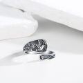 wholesale S925 Sterling Silver Vintage Hummingbird Spoon Ring with Floral Engraved Antique Design, Adjustable Size, Hypoallergenic-0-3
