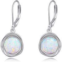 wholesale Sterling Silver Lapis Turquoise Larimar Opal Black Pearl Dangle Earrings-opal earrings