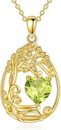 wholesale Sterling Silver Yellow Gold Plated Gemstone Tree of Life Pendant Necklace-0-41