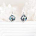 wholesale 925 Sterling Silver Tulip Flower Abalone Shell Leverback Earrings s for Women Girls-0-2