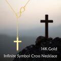 wholesale 10K Gold Infinity & Cross Lariat Necklace for Women-0-5