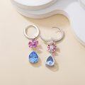wholesale 925 Sterling Silver Pink Sapphire & Blue Topaz Flower Drop Earrings for Women Bridesmaid Gifts-0-2