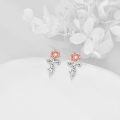 wholesale 925 Sterling Silver Rose Flower Faith Drop Earrings Rose Gold Plated Cubic Zirconia-0-1