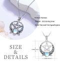 wholesale 925 Sterling Silver Triquetra & Crescent Moons Necklace with Blue Stone for Women's Gothic Witchcraft Jewelry-0-3