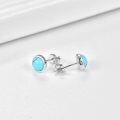 wholesale 925 Sterling Silver Natural Turquoise Round Stud Earrings for Women - Hypoallergenic  (Love)-0-2