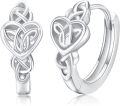 wholesale 925 Sterling Silver Celtic Knot Heart Huggie Hoop Earrings for Women - Irish Luck -0-0