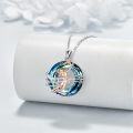 wholesale 925 Sterling Silver Volleyball Player Necklace with Abalone Shell and Crystal Inspirational Sport Jewelry for Women-0-2