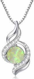 wholesale Sterling Silver 7 Color Opal Infinity Swirl Pendant Necklace (18 +2 )-0-4