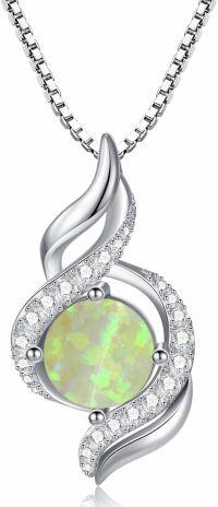 wholesale Sterling Silver 7 Color Opal Infinity Swirl Pendant Necklace (18 +2 )-Lemon Green Fire
