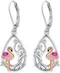wholesale 925 Sterling Silver Flamingo Teardrop Dangle Earrings for Women Girls Gifts-0-0