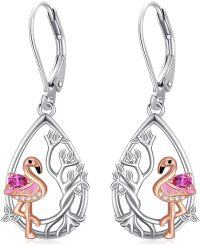 wholesale 925 Sterling Silver Flamingo Teardrop Dangle Earrings for Women Girls Gifts-Flamingo