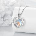 wholesale 925 Sterling Silver Moonstone Heart Pendant Necklace with Praying Hands Design for Sisters and Moms-0-4