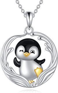 wholesale Sterling Silver April Birthstone Axolotl Heart Necklace for Women-Penguin