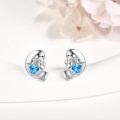 wholesale 925 Sterling Silver Heart-Shaped Animal Stud Earrings with Blue Crystal for Women Girls Gifts-0-3