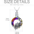 wholesale 925 Sterling Silver Rainbow Crystal Rose Cremation Urn Keepsake Pendant Necklace with Funnel and Fill Kit-0-4