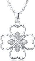 wholesale 925 Sterling Silver Heart-Shaped Four-Leaf Clover Crossed Butterfly and Tiger Eye Snowflake Pendant Necklace-0-0