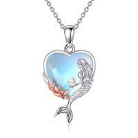 wholesale 925 Sterling Silver Blue Moonstone Butterfly Pendant Necklace for Women-mermain necklace