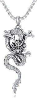 wholesale 925 Sterling Silver Viking Dragon Pendant Necklaces with Chain - Gothic s for Men & Women-0-0