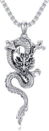 wholesale 925 Sterling Silver Viking Dragon Pendant Necklaces with Chain - Gothic s for Men & Women-Silver Dragon Necklace