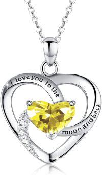 wholesale Sterling Silver Birthstone Heart Necklace Infinity Love Pendant-1469J-Y