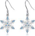 wholesale 925 Sterling Silver Blue Crystal Snowflake Drop Earrings Hypoallergenic Jewelry for Women Girls Gift 4cm Long-0-0